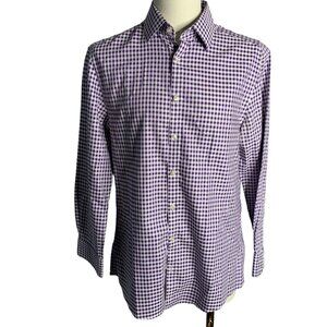 Charles Tyrwhitt Extra Slim Fit Button Up Shirt M Purple Check Non Iron Cotton